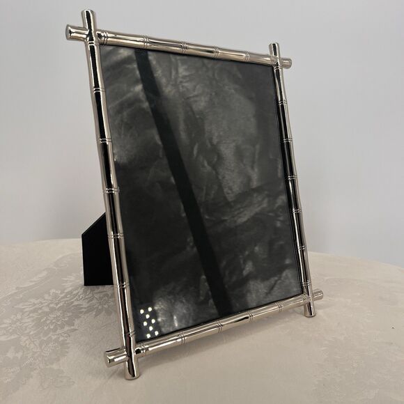 Pottery Barn Silver Metal Bamboo Picture Photo Frame 8" x 10" #2000G - Picture 3 of 9